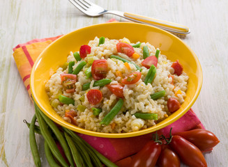 risotto with green beans and tomatoes