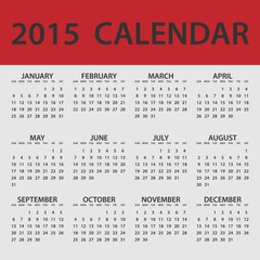 2015 Calendar Whole Year Classic Red White