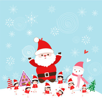 christmas with santa claus and kids funny