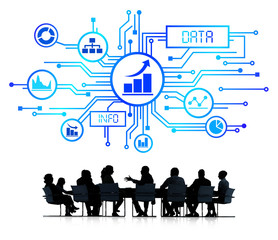 Silhouettes of Business People and Data Concepts