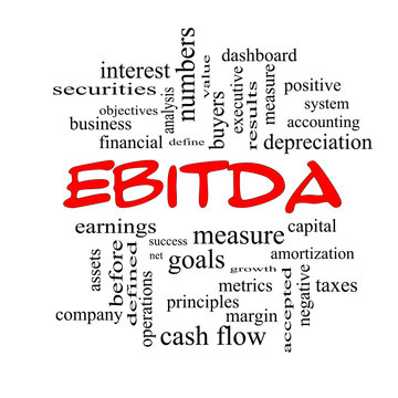 EBITDA Word Cloud Red Caps Concept