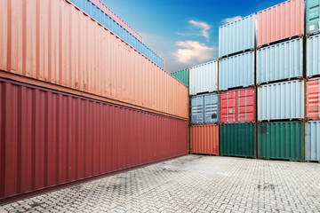 Fototapeta premium Stack of Cargo Containers at the docks