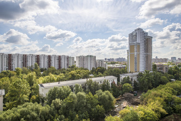 Modern residential area in Moscow. High-rise buildings