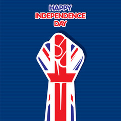 Flag of united kingdom in hand, happy Independence Day vector