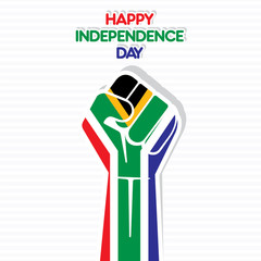 Flag of south africa in hand, happy Independence Day vector