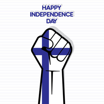 Flag of finland in hand , happy Independence Day design vector
