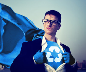 Superhero With Recycling Symbol on Outfit