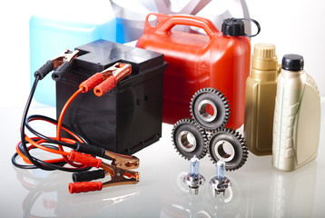 Set of auto parts, car battery