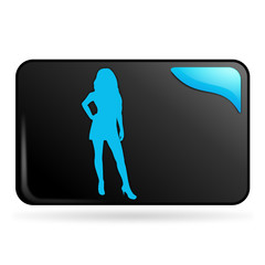 féminin sur bouton web rectangle bleu