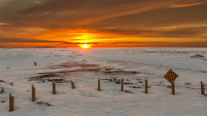 Sunset in the fridged prairies