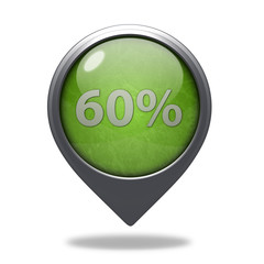 Sixty percent pointer icon on white background
