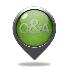 Q&A  pointer icon on white background