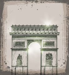 Arch of Triumph, Paris. Hand drawn vector illustration