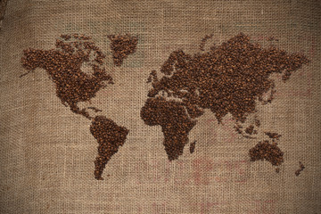 Fototapeta na wymiar Coffee world map