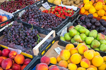 Different kinds of fruit for sale at a market