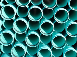 Bright blue PVC pipes