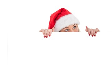 Festive blonde showing white poster