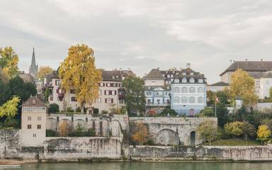 Obraz premium Basel, Altstadt, Grossbasel, Altstadthäuser, Rhein, Schweiz
