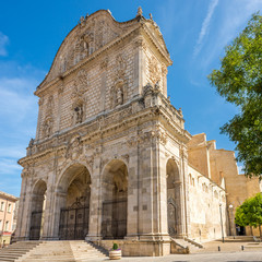 Facade of Cathedral San Nicola in Sassari - obrazy, fototapety, plakaty