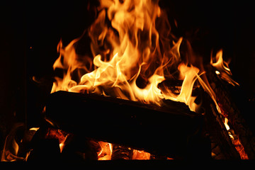 fire in fireplace