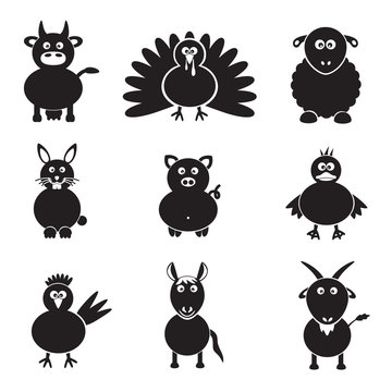 farm animals simple icons set eps10