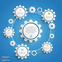 Gears Cycle Infographic Blue Background