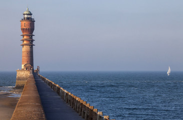 Lighthouse and lonely yacht, Dunkerque