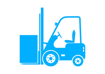 Blue forklift icon on white background