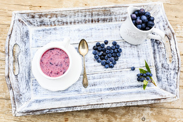 Blueberries with yogurt