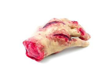 Red hand amputated, halloween decoration detail, realism and fea