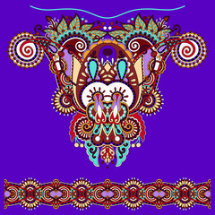 Neckline ornate floral paisley embroidery fashion design