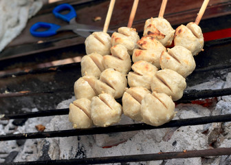 Meat ball for sale on  grill