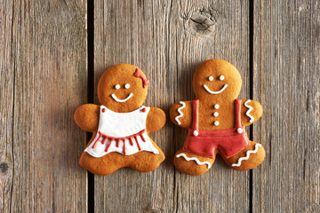 Christmas homemade gingerbread couple cookies