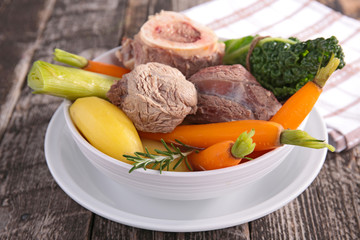 pot-au-feu, beef stew and vegetables