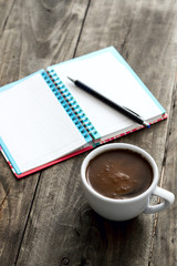 work place with coffee and notepad