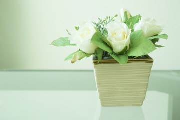 Bouquet of Artificial White Rose Flowers Decorated