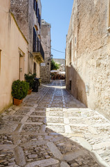 Stone Paved Old Street in Erice, Sicily