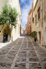 Obraz premium Stone Paved Old Street in Erice, Sicily