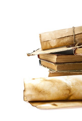 old books and pen