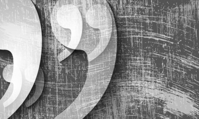 transparent quotation mark and scratched background