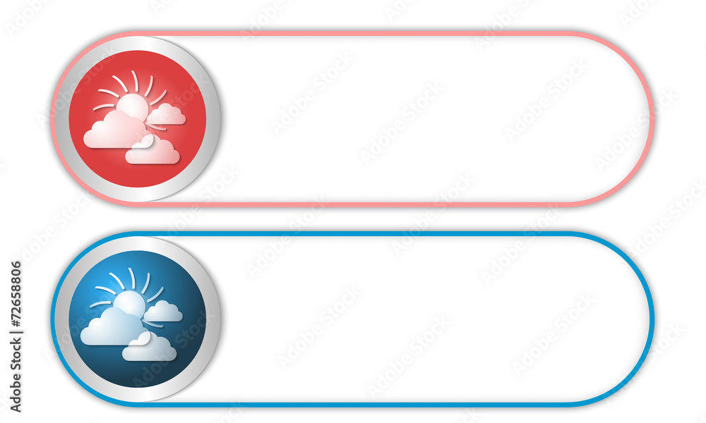 Poster two vector buttons with sun and clouds