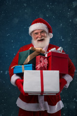 Santa Claus with gift boxes