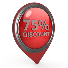 Discount 75 pointer icon on white background
