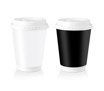 Black & White Disposable Coffee Cup With Blank Label