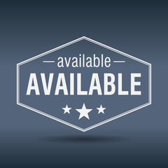 available hexagonal white vintage retro style label