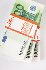Stack of 100 euro bills