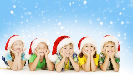 Christmas Children In Santa Helper Hat, Little Kids Boys Girls