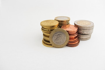 Stack of Greek Euro coins