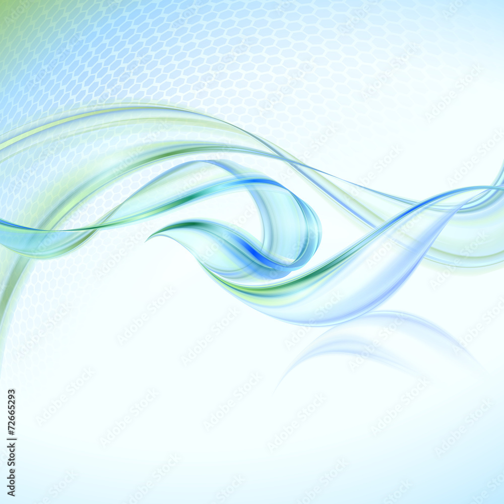 Poster abstract waving background with blue element