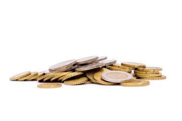 golden coins isolated on white background